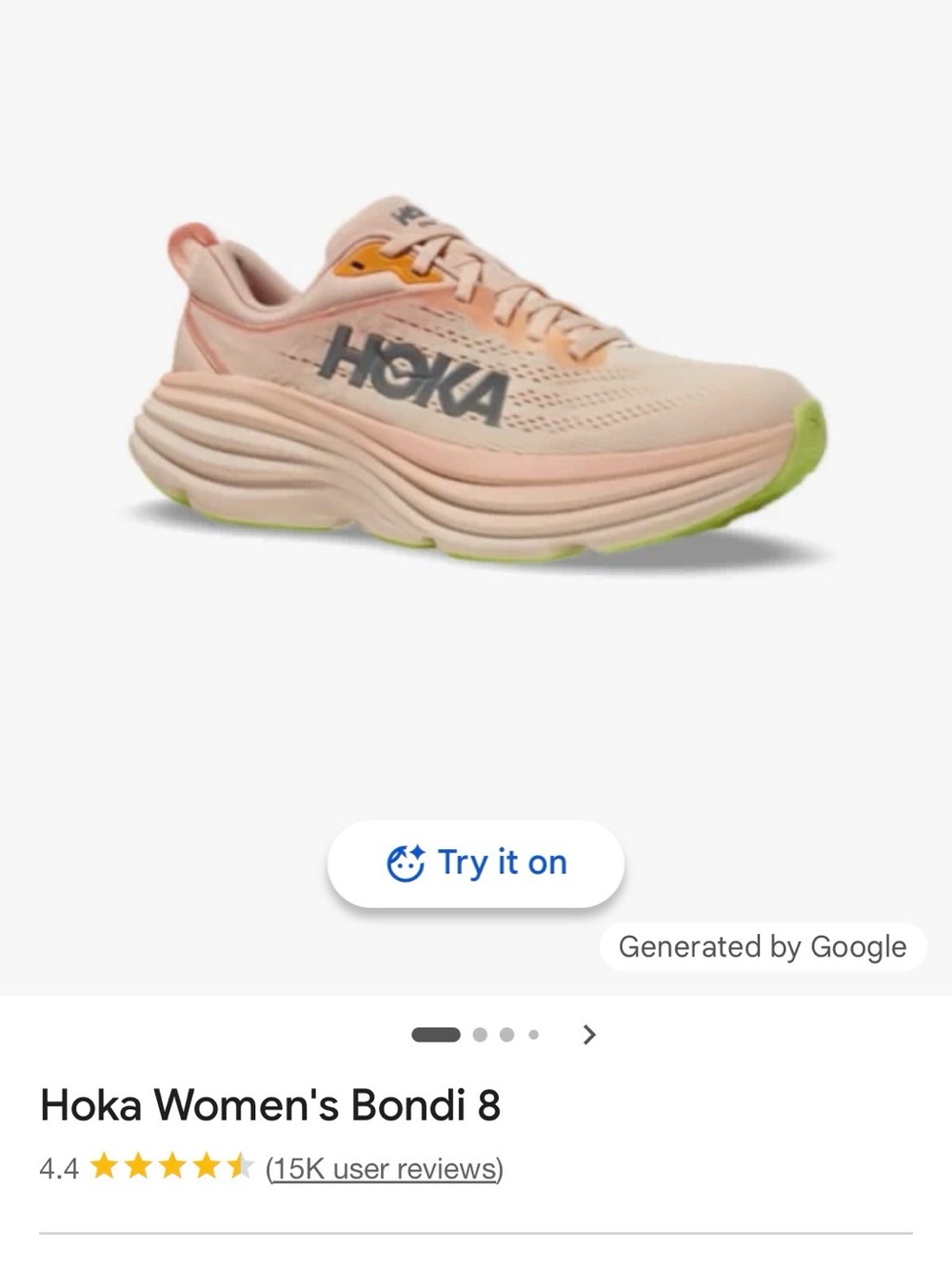 NIB Size 7B Hoka Women's Bondi 8 Running Shoes - Pink, Cream, Lime Accents